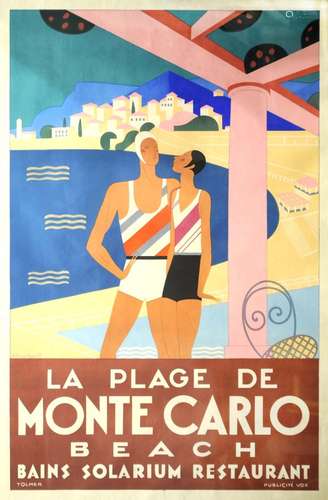 MICHEL BOUCHAUD (1902-1965) « La Plage de Monte-Carlo Beach Bain Solarium Restaurant », 1929