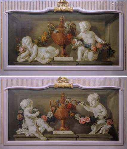 MICHELE ANTONIO RAPOUS (1733-1819), ATTRIBUE Vase, Putti et guirlandes de fleurs