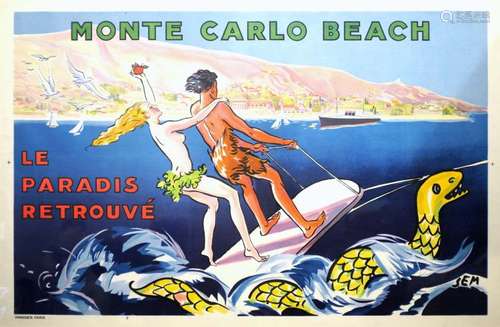 GEORGES GOURSAT dit « SEM » (1863-1934) « Monte-Carlo Beach, le Paradis Retrouvé », c.1935