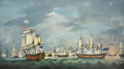 FRANCIS HOLMAN (1729-1790) ENTOURAGE La bataille du Cap Saint Vincent, 16 Janvier 1780