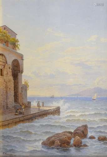 HERMANN CORRODI (1844-1905) Bord de mer à Naples, 1882