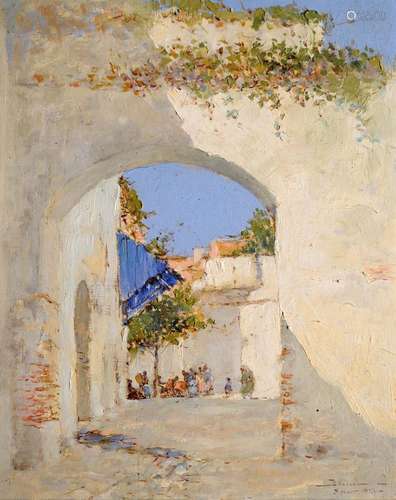 FELIPE BARANTES ABASCAL (1871-1948) Place de Meknès animée, Maroc