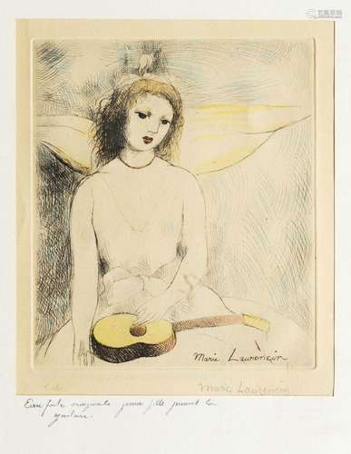 MARIE LAURENCIN (1883-1956) « Jeune fille à la guitare », 1946