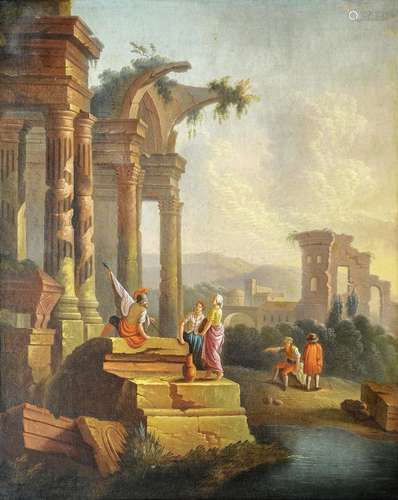 GIOVANNI PAOLO PANNINI (1691-1765), ECOLE DE Personnages dans des ruines romaines