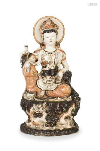 RARA E GRANDE FIGURA DI GUANYIN SEDUTA, DI TIPO CIZHOU