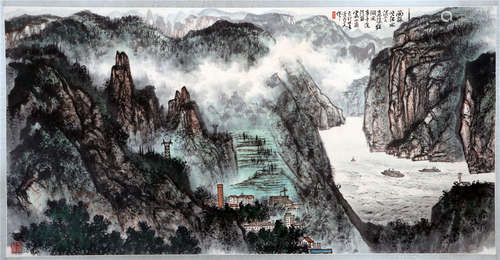 CHINESE SCROLL PAINTING OF MOUNTAIN VIEWS