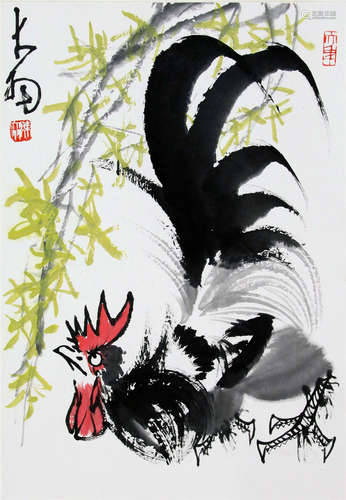 CHINESE SCROLL PAINTING OF ROOSTER