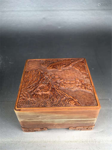 CHINESE STONE CARVED INK BOX