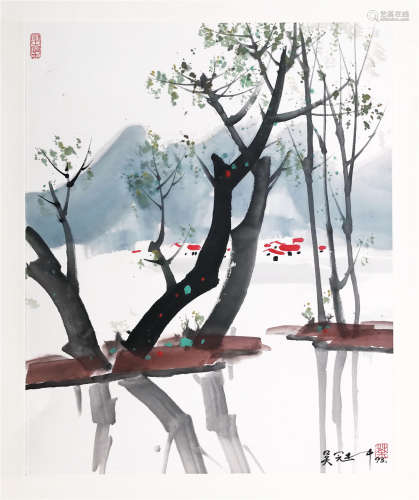 CHINESE SCROLL PAINTING OF LANDSCAPE