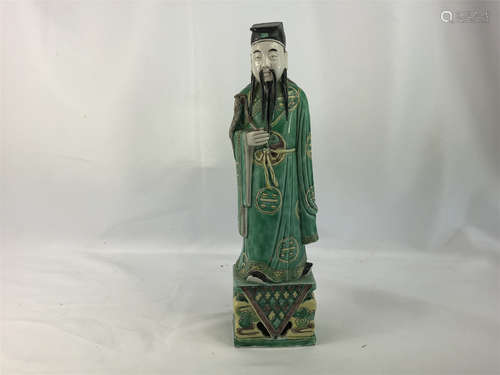 CHINESE PORCELAIN SANCAI STANDING FIGURE