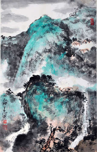 CHINESE SCROLL PAINTING OF MOUNTAIN VIEWS