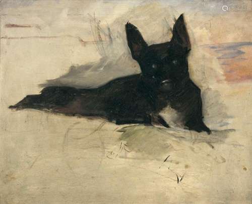 Henri de TOULOUSE-LAUTREC 1864 - 1901 Little Dog couché - Circa 1888 Huile sur panneau