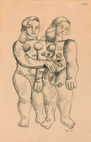 Fernand LEGER 1881 - 1955 Deux femmes ou Les deux soeurs - 1935 Encre sur papier