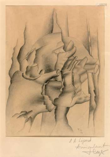 Fernand LEGER 1881 - 1955 Composition ou Tronc d'arbre - 1930 Crayon et estompe sur papier