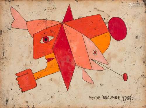 Victor BRAUNER 1903 - 1966 Sans titre - 1954 Cire sur carton