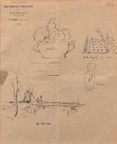 Paul GAUGUIN 1848 - 1903 Pêle-mêle familial - 1885 Encre sur papier à en-tête de la maison Dillies