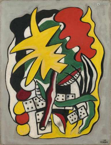 Fernand LEGER 1881 - 1955 Fleurs et dominos - 1947 Huile sur toile