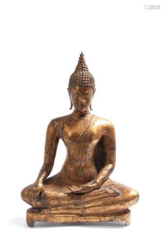 Bouddha Bronze anciennement doré Thaïlande, XVIII°...