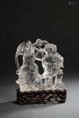 Groupe en cristal de roche sculpté Chine, XXe sièc...