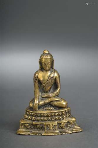 Statuette de Bouddha en bronze doré Tibet, XIXe si...