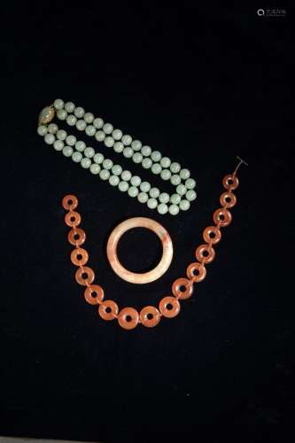 Collier de perles en jadéite, collier et bracelet ...