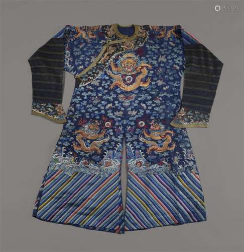 Robe d'été en gaze de soie bleue Chine, dynastie Q...