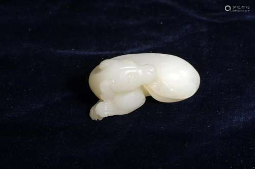Groupe en jade blanc sculpté Chine, XXe siècle Rep...