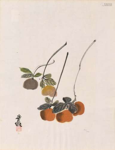 Chine XX èmeLithographie représentant des fruit...