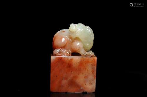 A FURONG SOAPSTONE CARVED SEAL