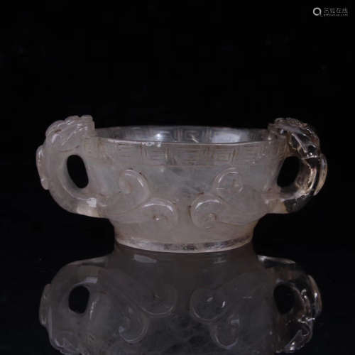 A CRYSTAL CARVED CHI-DRAGON PATTERN WASHER
