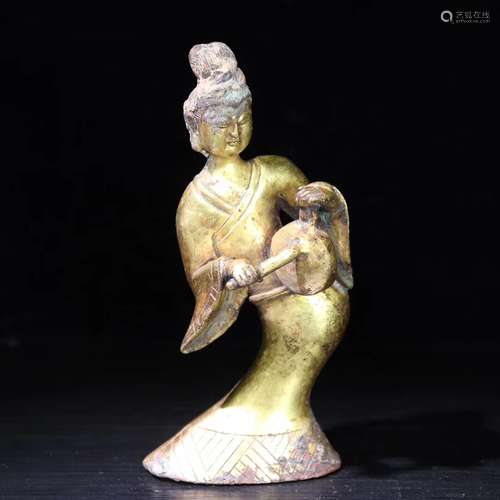 A GILT BRONZE LADY FIGURE