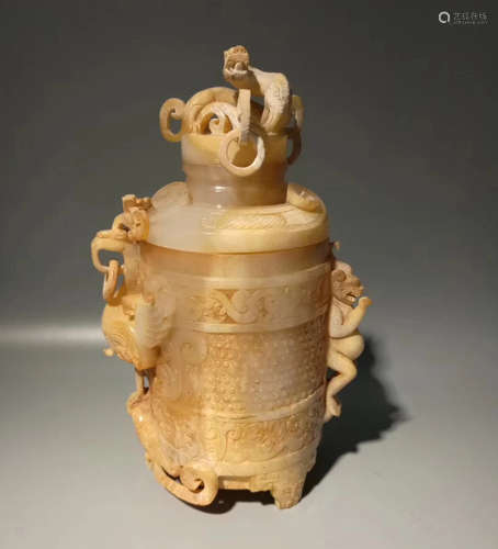 A HETIAN JADE CARVED CUP