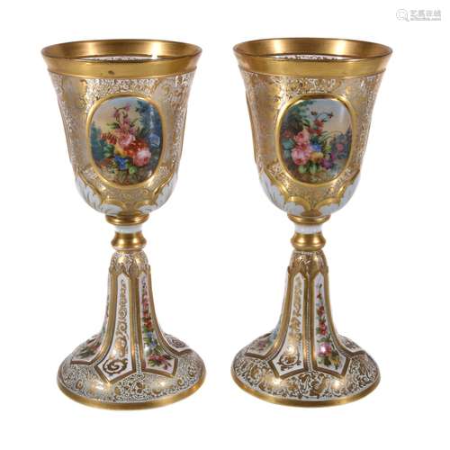 A pair of Bohemian clear glass