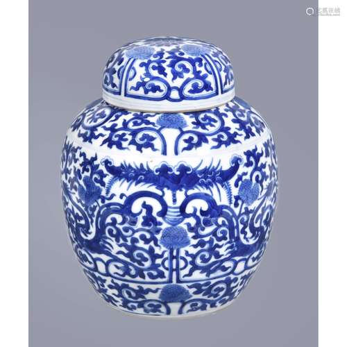 A Chinese blue and white ginger jar and cover