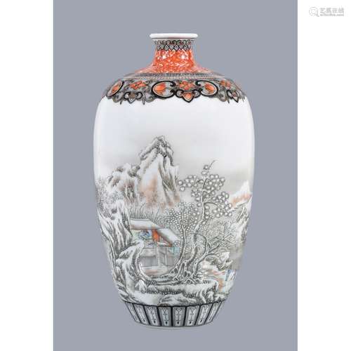 A Chinese ‘snow scene’ porcelain vase