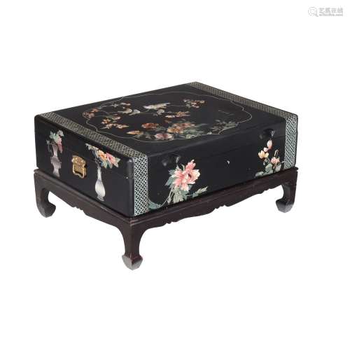 A Chinese coromandel lacquer box on stand