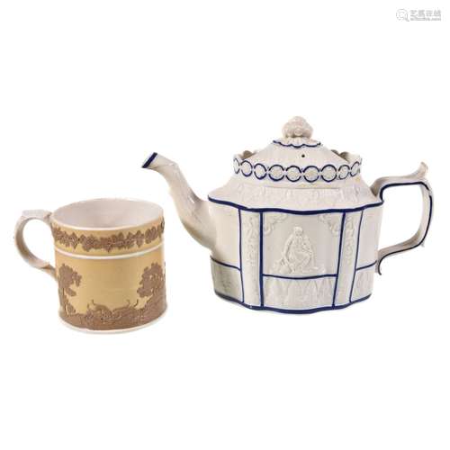 Two items of English white stoneware