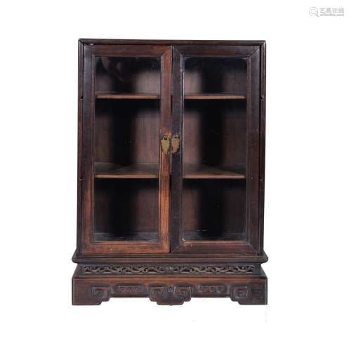 A small Chinese hardwood collector’s cabinet