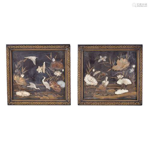 A Pair of Japanese Wood Panels