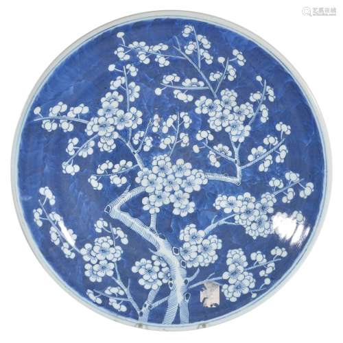 A Chinese blue and white ‘prunus’ dish