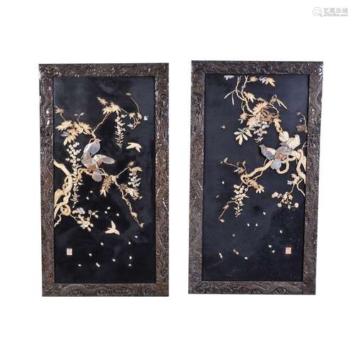 A pair of black lacquer Panels