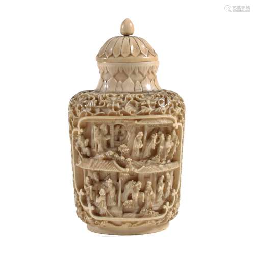 A Chinese ivory snuff bottle and stopper