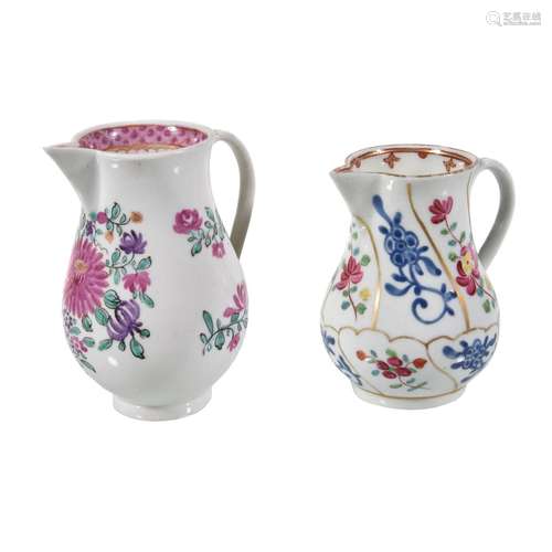 A Worcester outside-decorated polychrome sparrow beak jug and a Companie des Indes beak jug