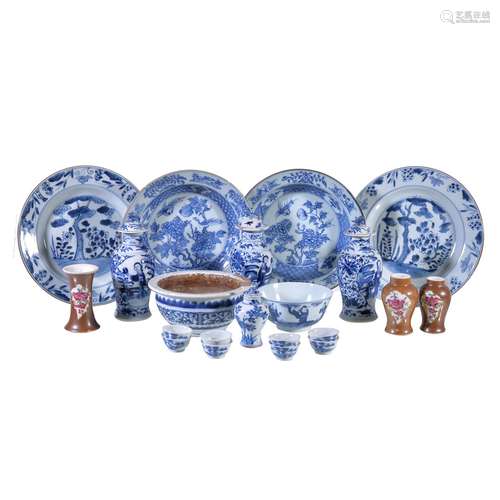 An assembled group of Chinese blue and white porcelain