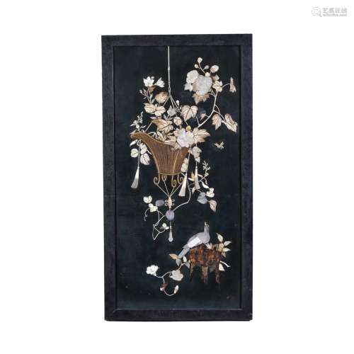 A Black Lacquer Japanese Panel