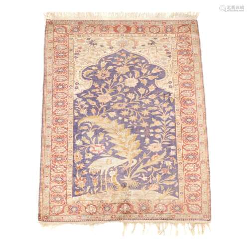 A Tabriz silk prayer rug