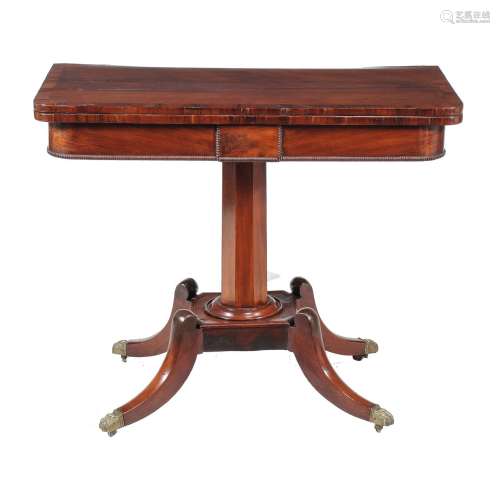 A George IV mahogany and rosewood banded card table