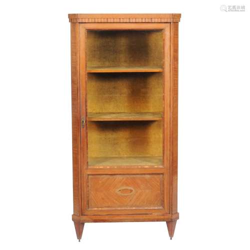 A Continental satinwood and rosewood display cabinet