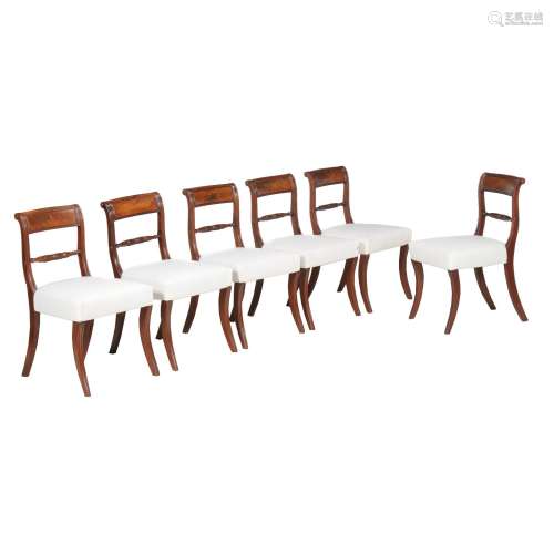 A set of six mahogany dining chairs