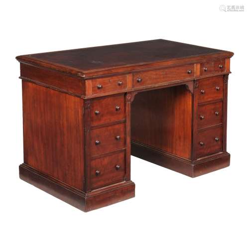 A Victorian mahogany twin pedestal desk